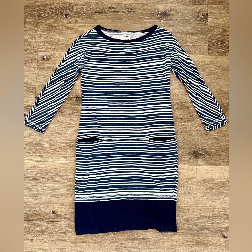 rag & bone // Navy and White Striped Long Sleeve Dress